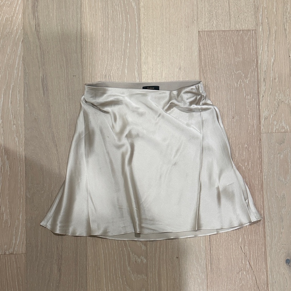 Quince Cream Satin Mini Skirt